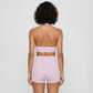 Deep V halter neck bra + high waisted shorts 2-piece set