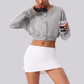 Wholesale Women's Button-Front Cropped Cardigan – Casual Athletic Zip-Up Sweatshirt Jacket