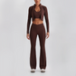 Wholesale Women's Zip-Up Long Sleeve Crop Top & High Waist Leggings Set