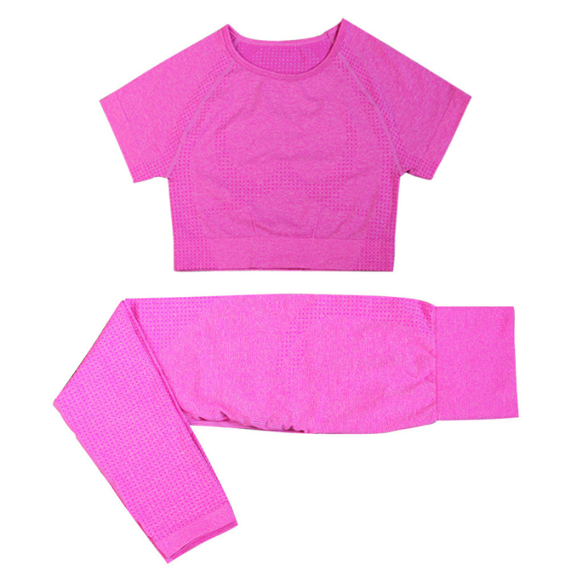 Women's seamless short-sleeve and long pants two-piece set