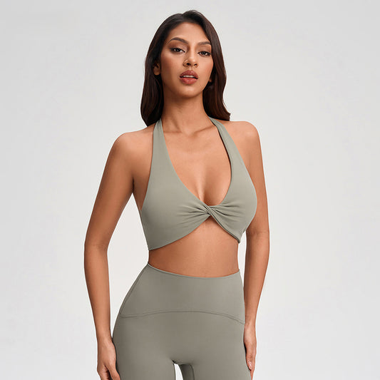 Wholesale V-neck Twist Sports Bra | Wonderxfans bulk activewear