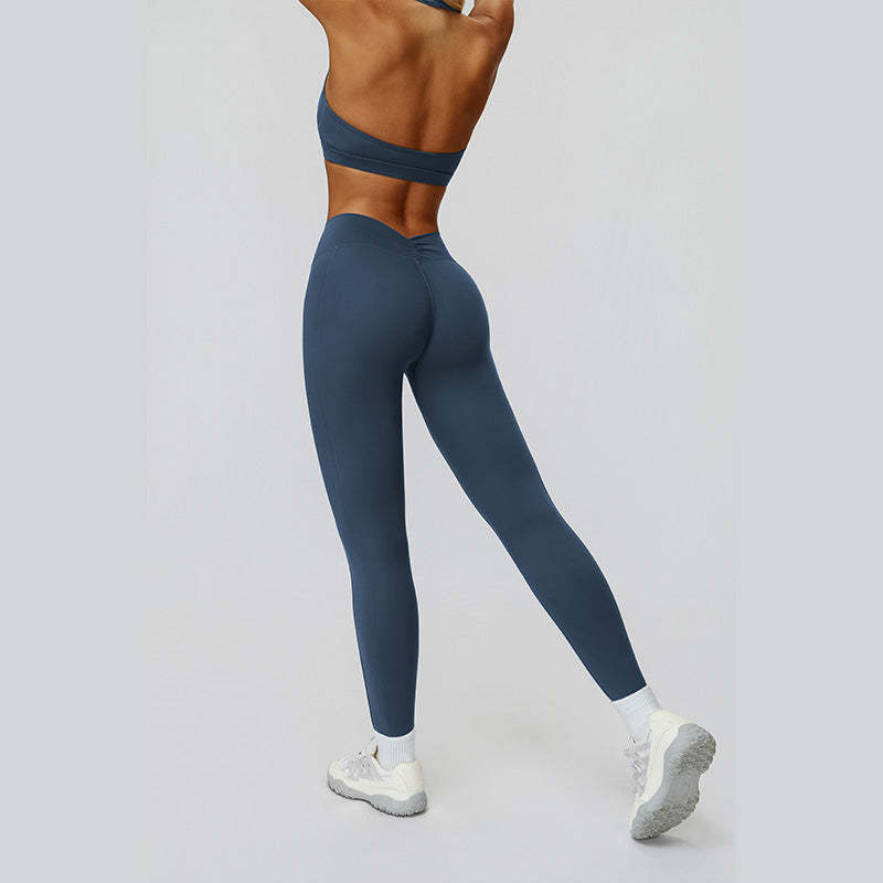 Halter sports bra+High waisted leggings 2-piece set