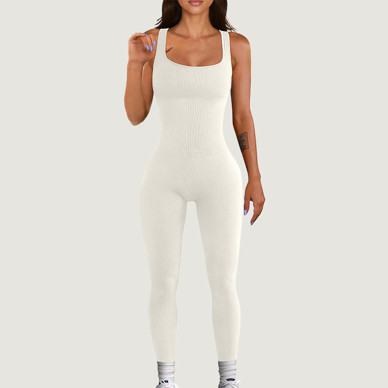 Women's removable chest pad square neck jumpsuit