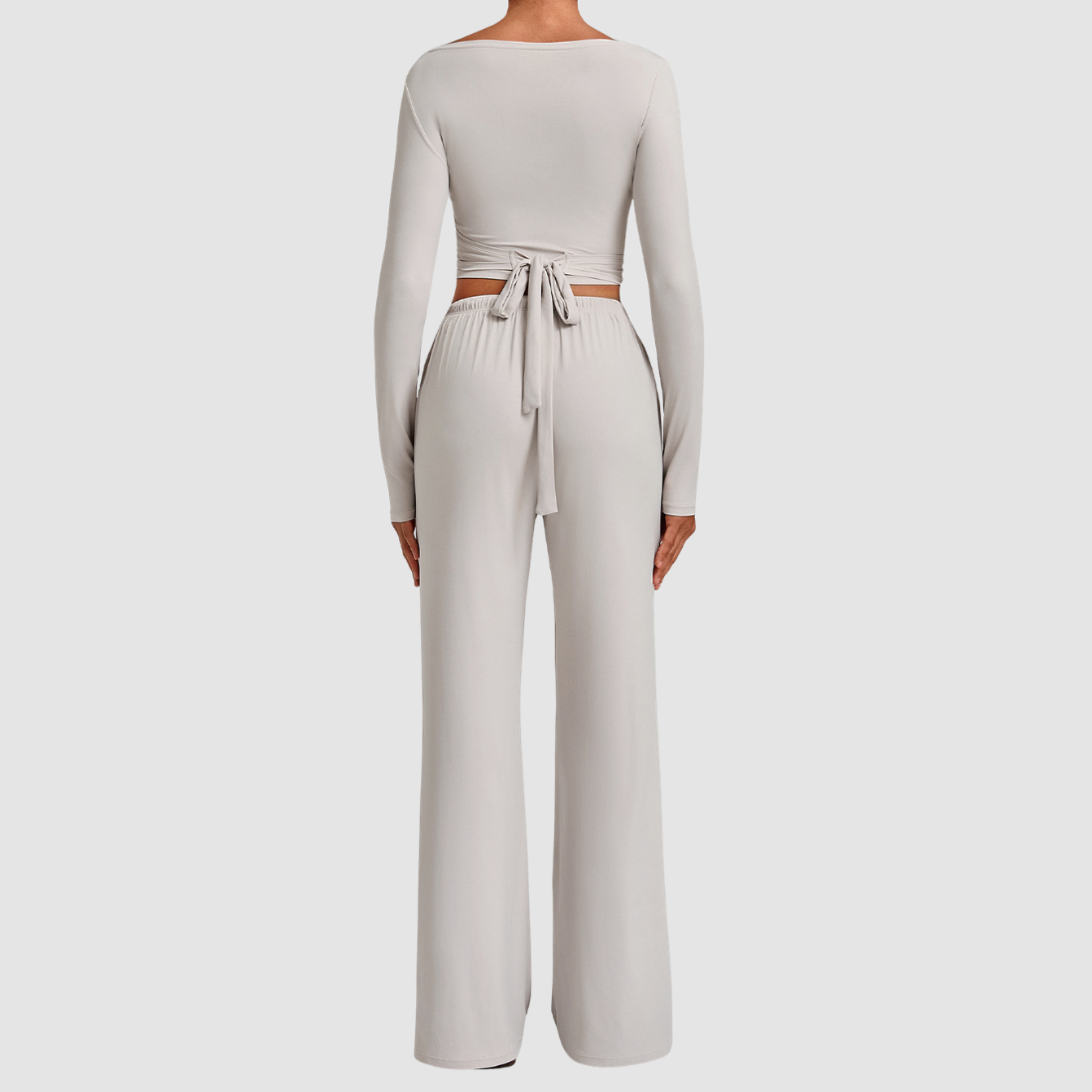 Wholesale Women’s Tie-Front Zip Yoga Cover-Up & Straight-Leg Pants Set