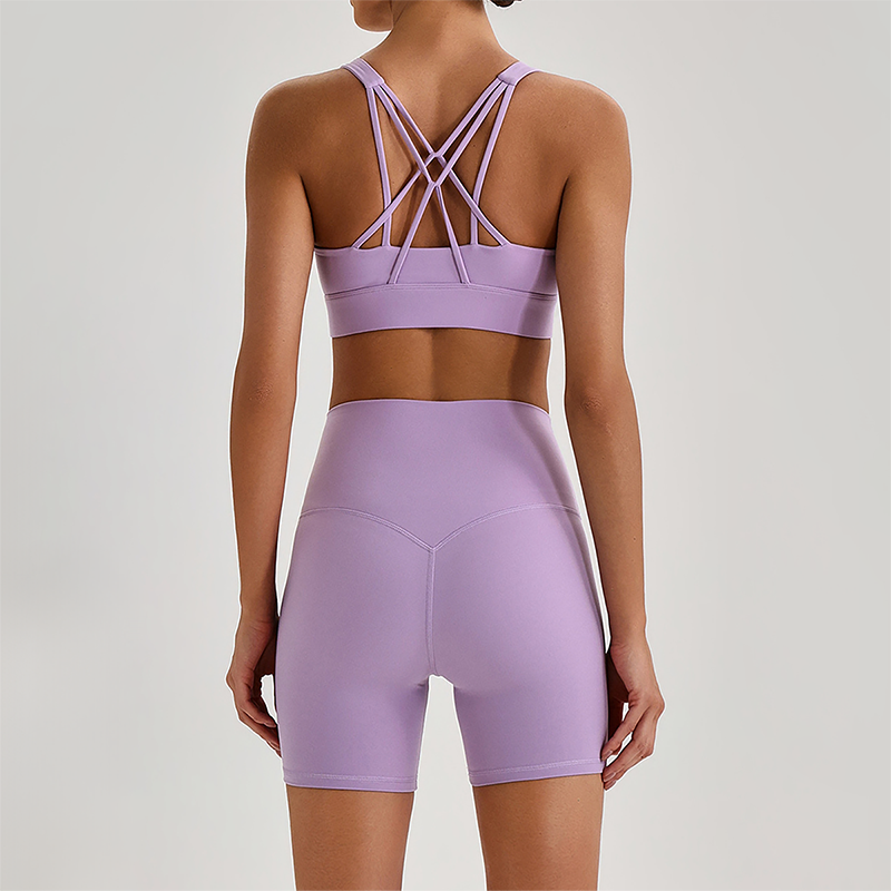 Wholesale Women's Quick-Dry Naked Feel Vest+Fitted Biker Shorts Yoga Set