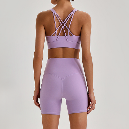 Wholesale Women's Quick-Dry Naked Feel Vest+Fitted Biker Shorts Yoga Set