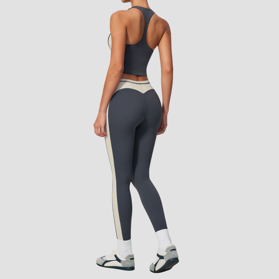 Wholesale Women's Colorblock Bare-Feel Yoga Set Tank Top & Leggings w/ Chest Pad