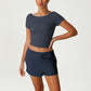 Cropped T-Shirt + Loose Sports Shorts 2-Piece Set