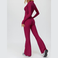 Stand-up collar+half-zip sports jumpsuit
