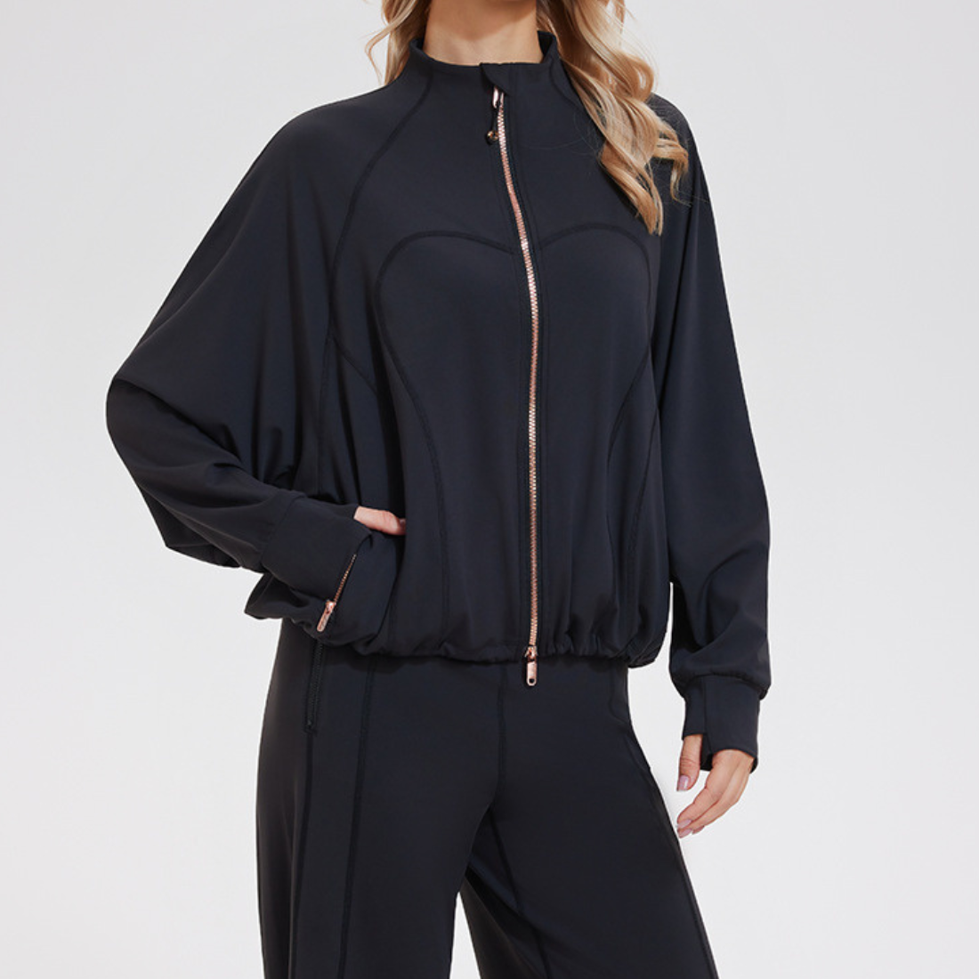 Women's Activewear Loose-Fit Long-Sleeve Yoga Training Outer Layer Jacket
