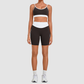 Wholesale Women’s Contrast Strap Sports Bra & High-Waist Biker Shorts Yoga Set