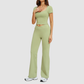 Wholesale square-neck crop top + high-waisted flared pants