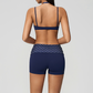 Wholesale Women's Polka Dot & Stripe Yoga Set Halter Neck Sports Bra & Shorts w/ Chest Pad