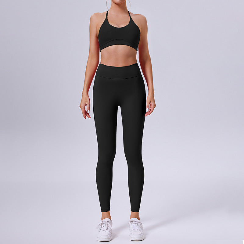 Removable padded bra + sports leggings 2-piece set