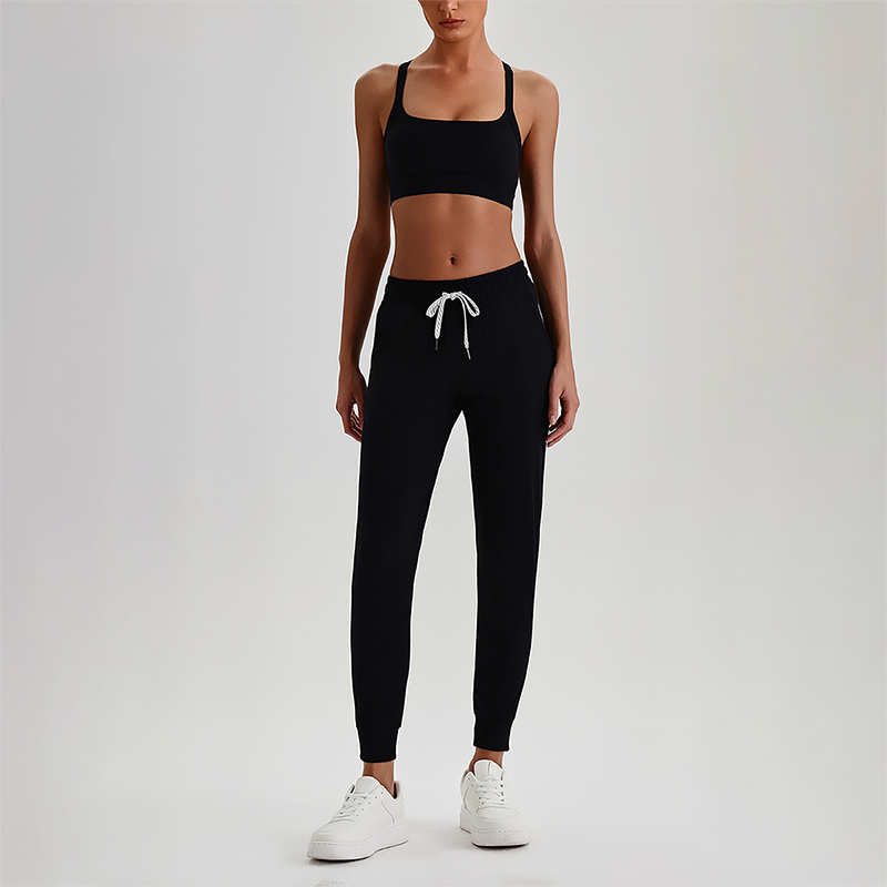 Wholesale Naked-Feel Open-Back Sports Bra & High-Waist Jogger Pants Set – Sculpting Yoga 2-Piece