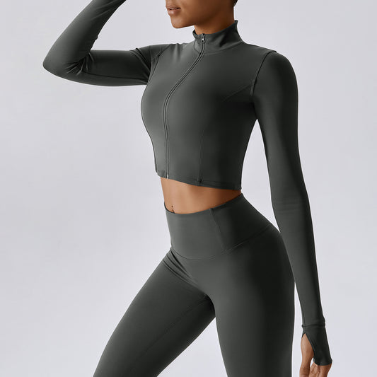 Wholesale Solid color zippered long sleeves | Wonderxfans bulk activewear
