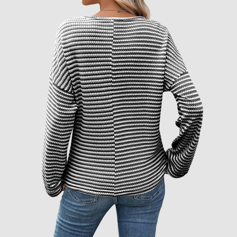 Wholesale women's striped waffle knit tops | Wonderxfans bulk activewear