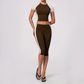 Wholesale Women's Colorblock Bare-Feel Yoga Set Short Sleeve Top & Capri Pants