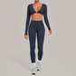 Wholesale Women's Activewear Cropped Long-Sleeve Top & High-Waist Leggings Yoga Set