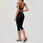 Wholesale Women's Colorblock Brushed Yoga Set: Sports Bra & Biker Shorts