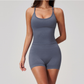 Wholesale Women's Seamless Yoga Set – Open-Back Vest and High-Waist Shorts