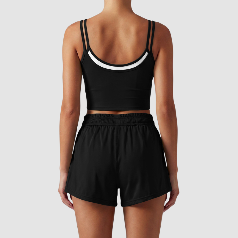 Wholesale Women's Spaghetti-Strap Sports Bra & Tennis Shorts Set – Barely-There Activewear