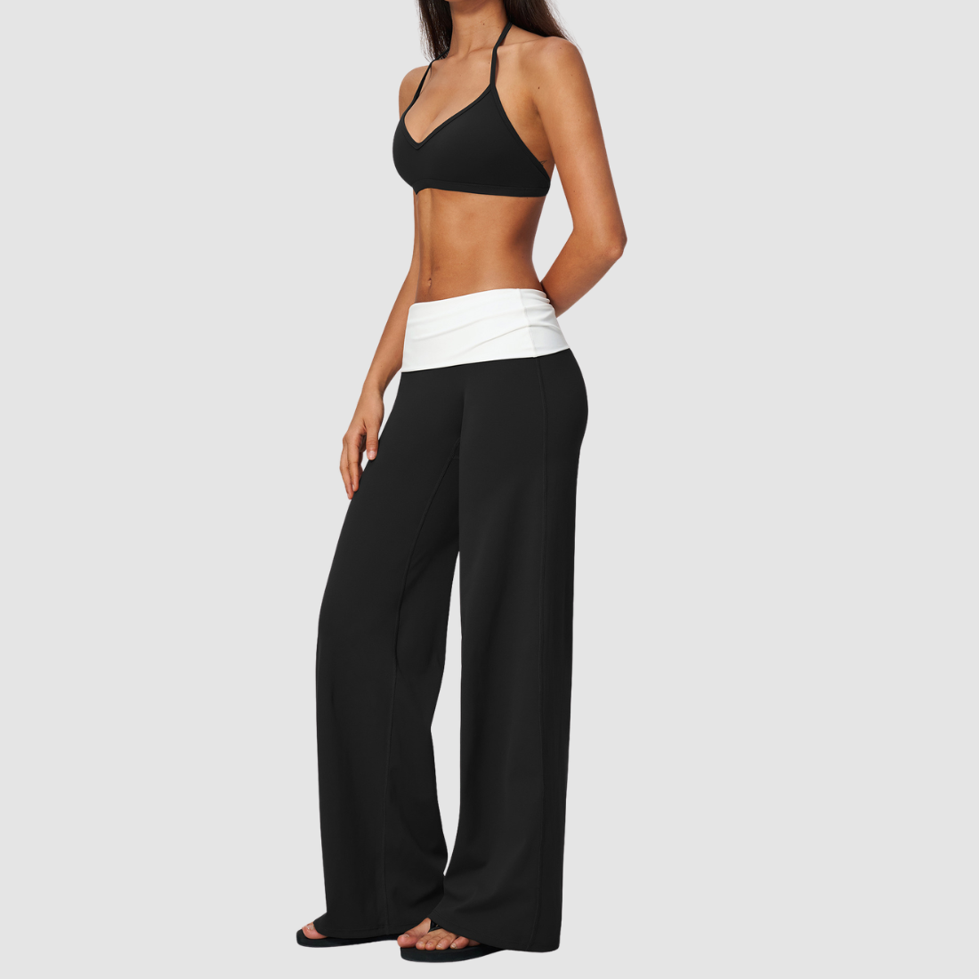 Wholesale Women’s Halter Sports Bra & Wide-Leg Yoga Pants Set