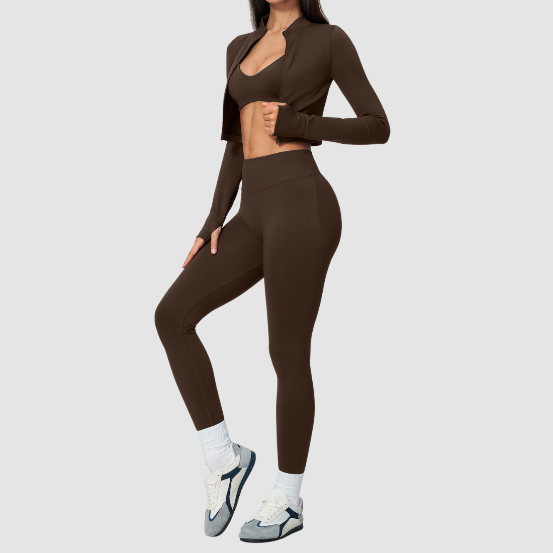 Wholesale Women's Bra, Leggings & Cardigan Yoga 3-Piece Set