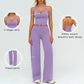 V-neck backless tank top + high-waisted loose wide-leg pants 2-piece set