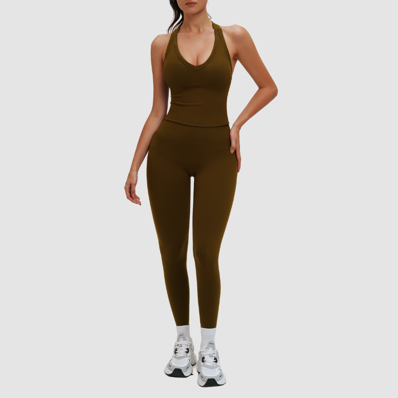 Wholesale solid color slimming training yoga set