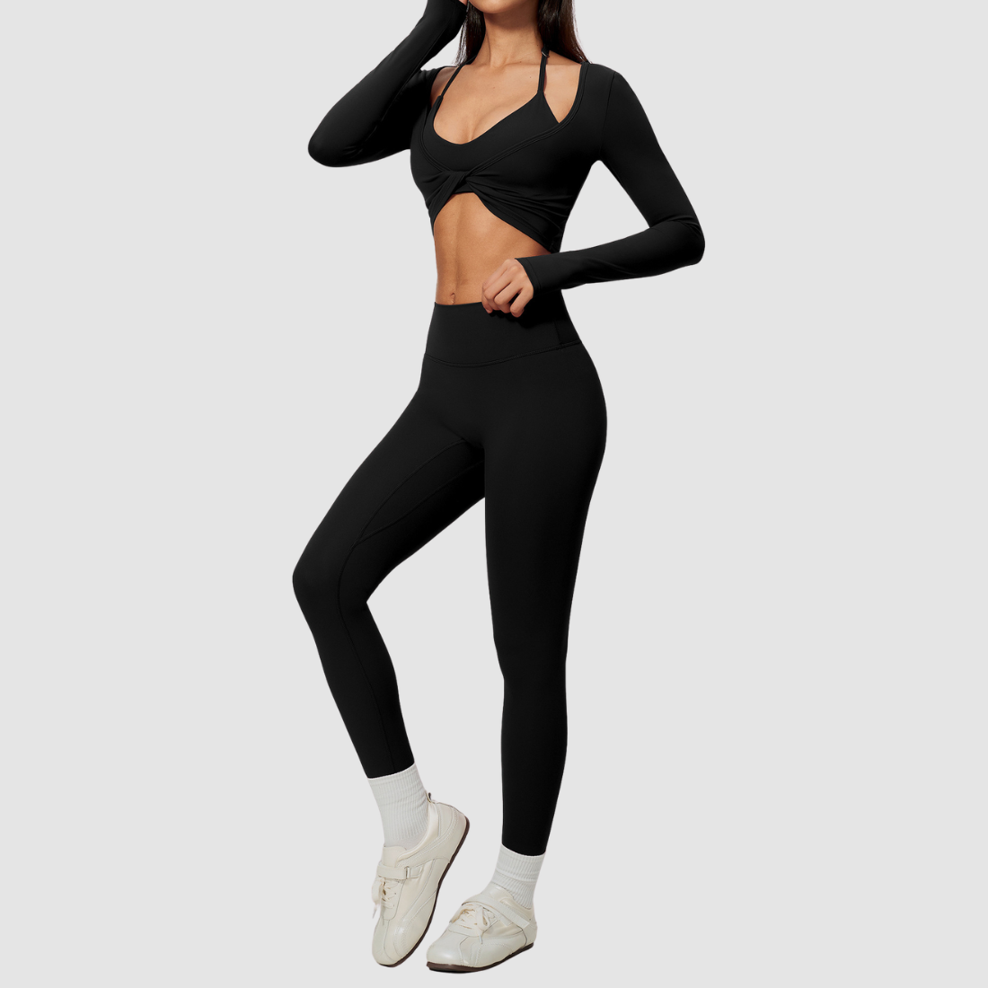 Wholesale Women's Activewear Brushed Bra, Long Pants & Long-Sleeve Top 3-piece Set