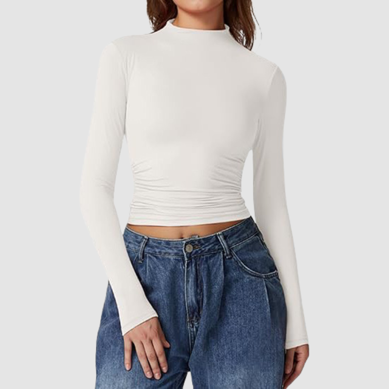 holesale stand-collar long-sleeved top