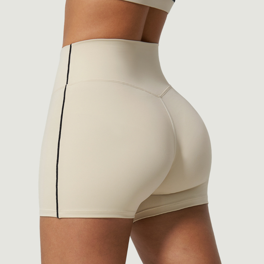 Wholesale Women's Seam-Detail Colorblock High-Waist Booty Shorts – Butt-Lifting Yoga Gym Activewear