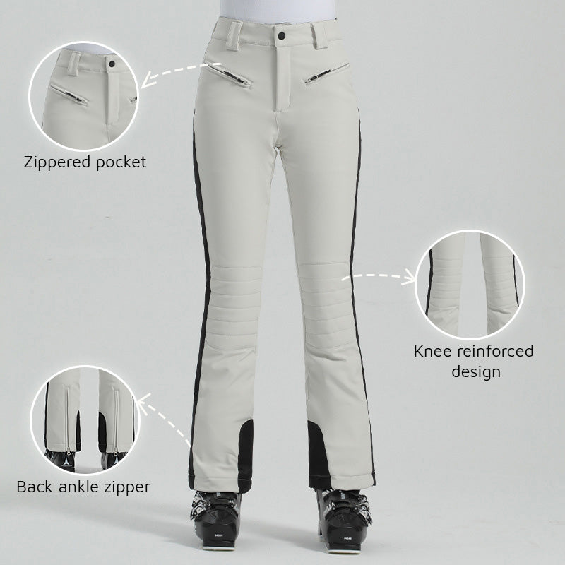 Women's Waterproof Thickened Warm Color-Blocked Ski Pants