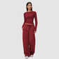 Wholesale Women's Nylon Spandex Activewear Set - Long Sleeve Tops & Wide-leg Pants
