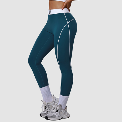 Wholesale color-block leggings with contrasting waistband