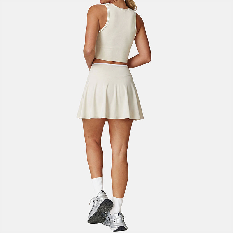 Wholesale women's tank top + A-line skirt 2-piece set