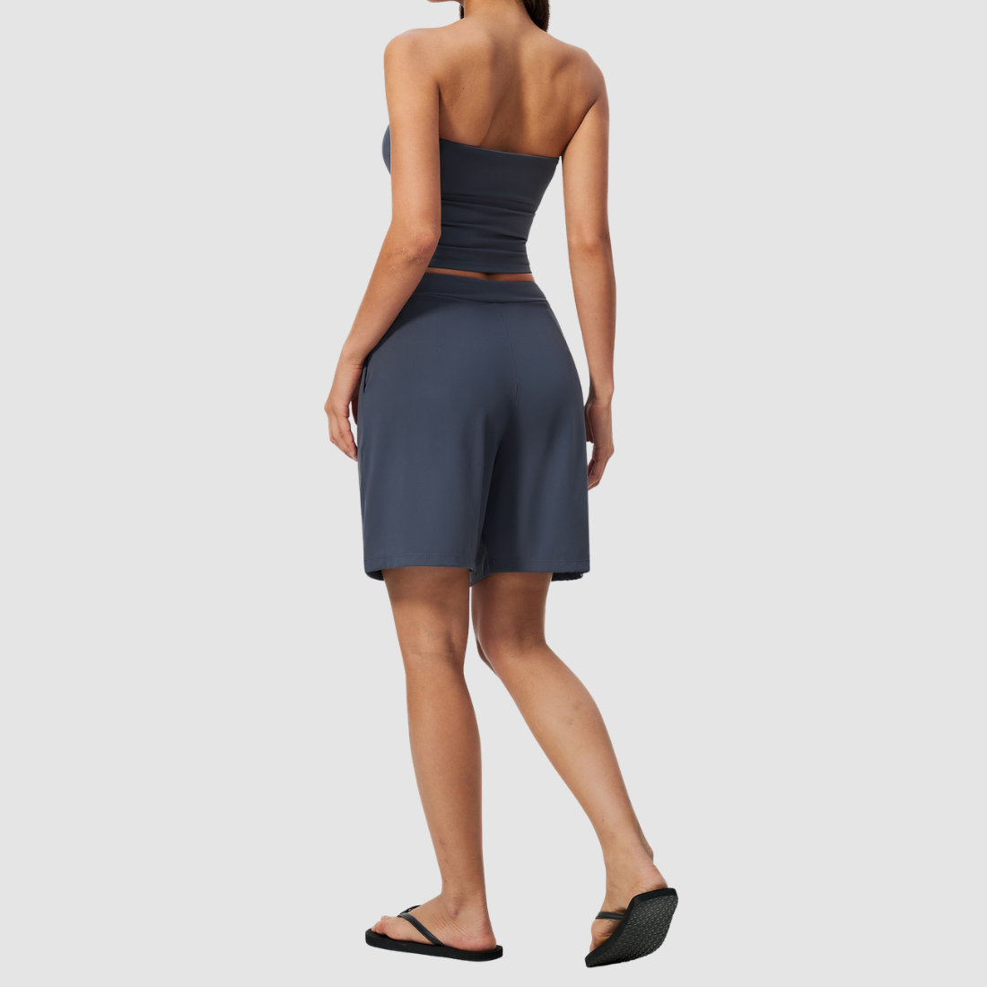 Wholesale Women’s Tube Top & Relaxed Shorts Yoga Set – Moisture-Wicking