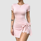 Wholesale Women's Plaid Faux Two-Piece Yoga Mini Dress with Built-in Bra