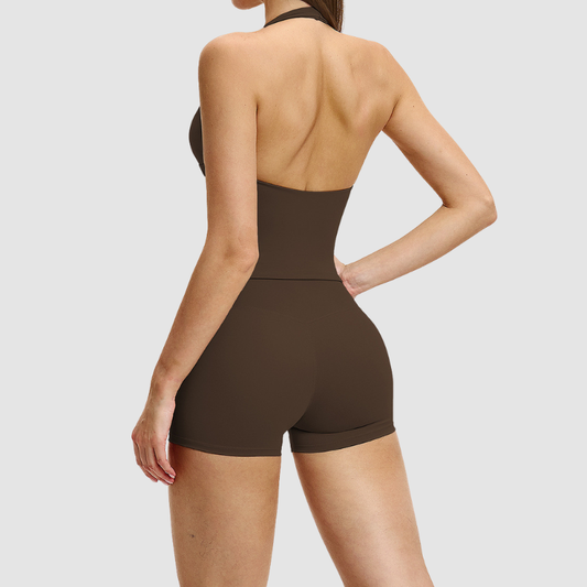 Wholesale Hanging neck back vest+shorts yoga | Wonderxfans bulk activewear