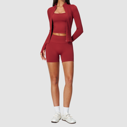 Wholesale Women's Racerback Tank, Shorts & Cardigan Yoga 3-Piece Set