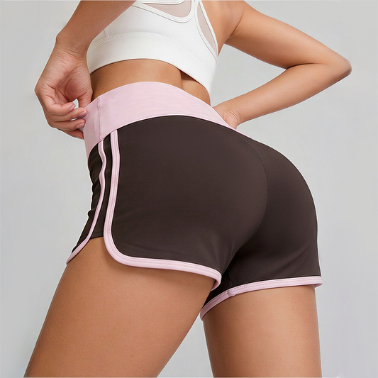 Wholesale Women's Colorblock High-Waist Yoga Shorts