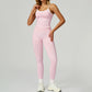 Seamless Contrasting Color tank top + High-waisted leggings 2-Piece Set