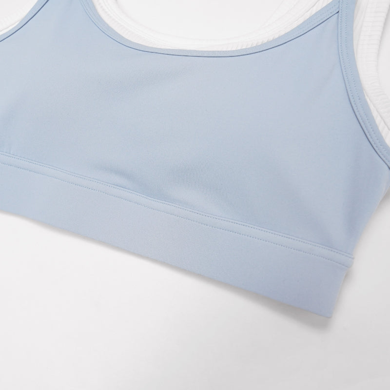 Contrast color sports bra + sports legginggs 2-piece set