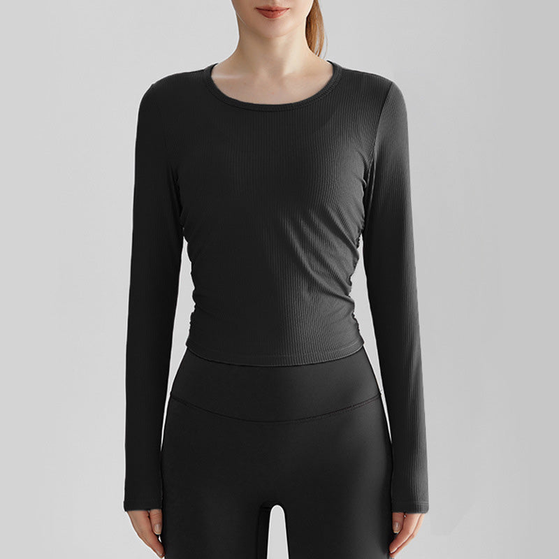 Slimming Round Neck Long-Sleeve Yoga Top