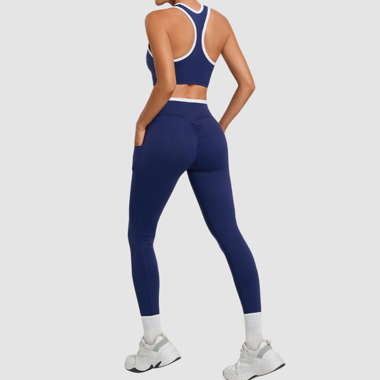 Wholesale contrasting vest+cross waistline legging set | Wonderxfans bulk activewear