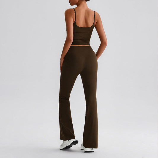 Thin straps tank top + Flared Leg pants 2-piece set