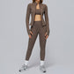 sports jacket+SPORTS BRA + HIGH WAIST LEGGINGS 3-PIECE SET