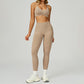 Seamless thin straps Sports Bra + High-waisted leggings 2-Piece Set