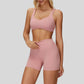 Sports bra with removable bra pads+High-waisted V-neck shorts at the back 2-piece set